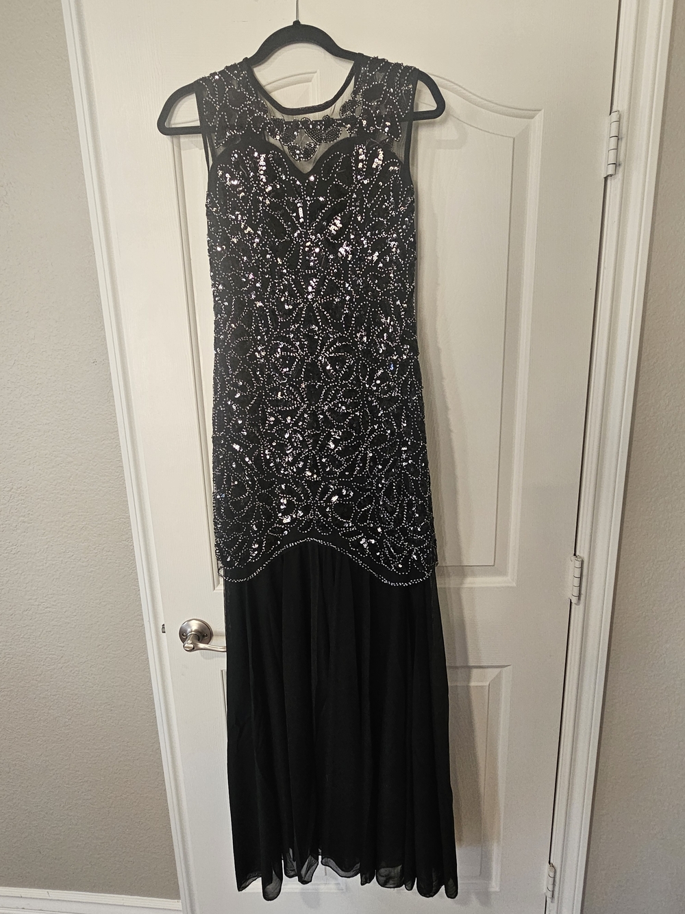 Black Beaded Sleeveless Evening Dress. Smoke Pet Free Home. Worn Once